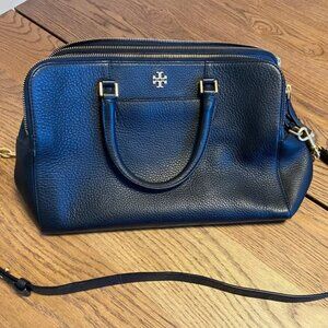 Tory Burch black Georgia Double-Zip leather purse / satchel